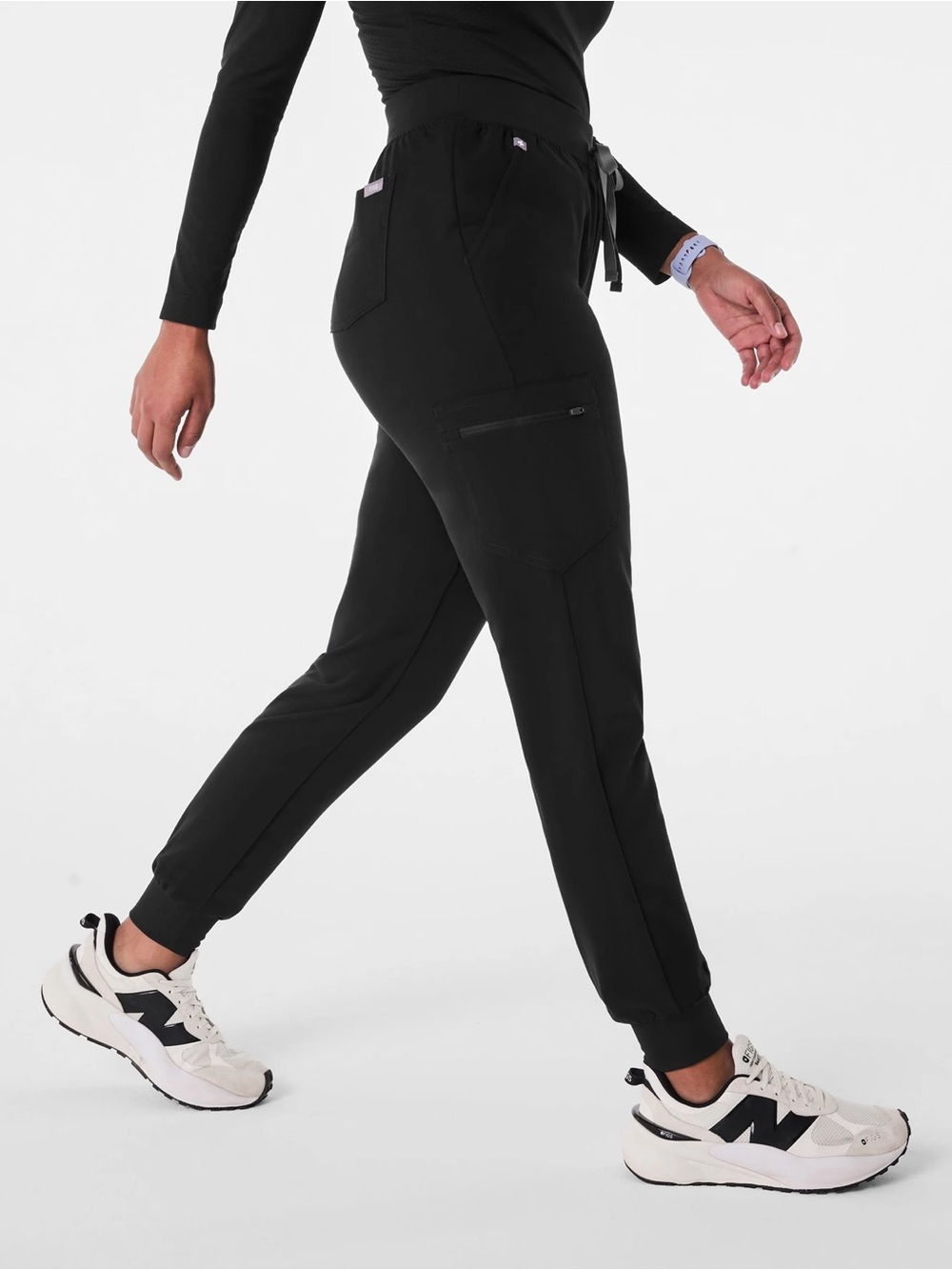Figs Zamora Black Joggers with Drawstring Waist - Picture 3 of 6